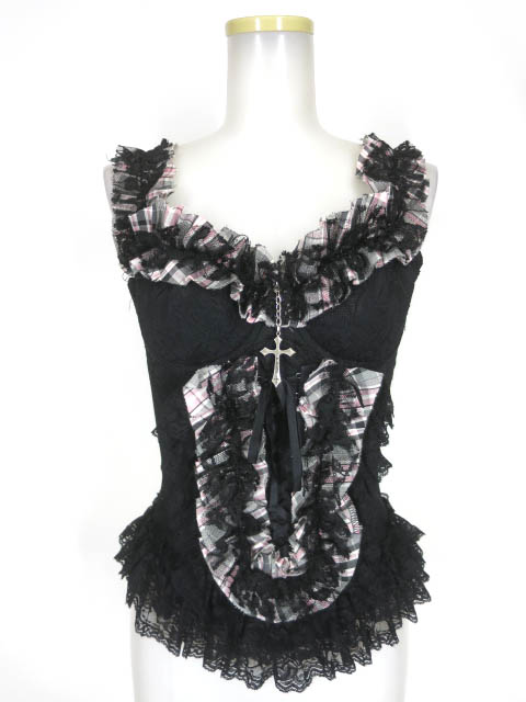 H.jelly / チェックフリル付きコルセットビスチェ / エイチナオト h