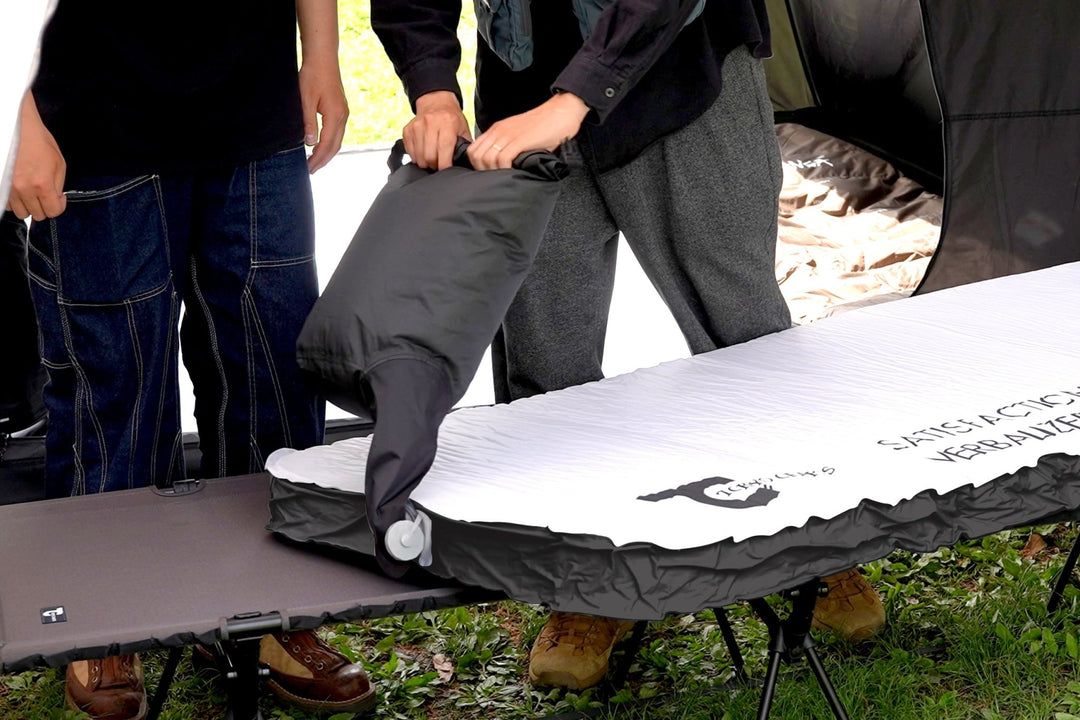 キャンプエアマット10cm(シングル)GRインフレータブルマットR値10.8