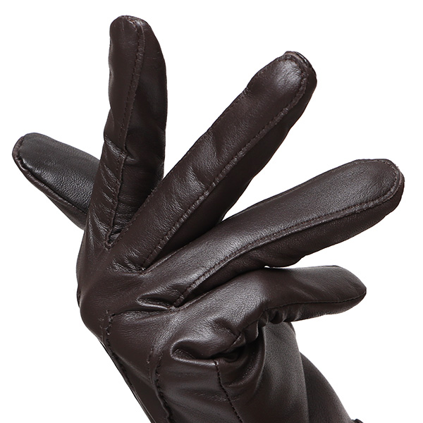 東京ヒマワリ / 佐々木手袋 レディース 牛革 三本山革手袋 ダークブラウン