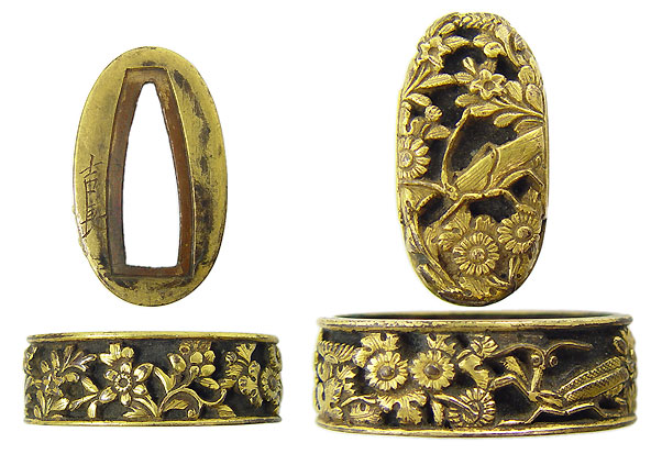 日本刀の縁頭・秋草秋虫 美濃金工（吉長）｜日本刀の専門店【十拳】