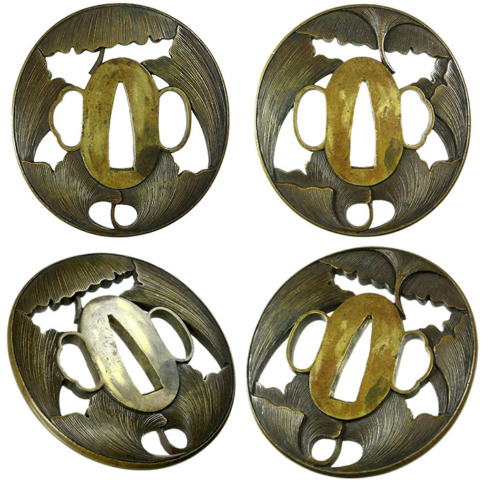 ☆時代 古美術 時代武具 鍔 鉄地 金銀銅象嵌 蝶図 時代物 古