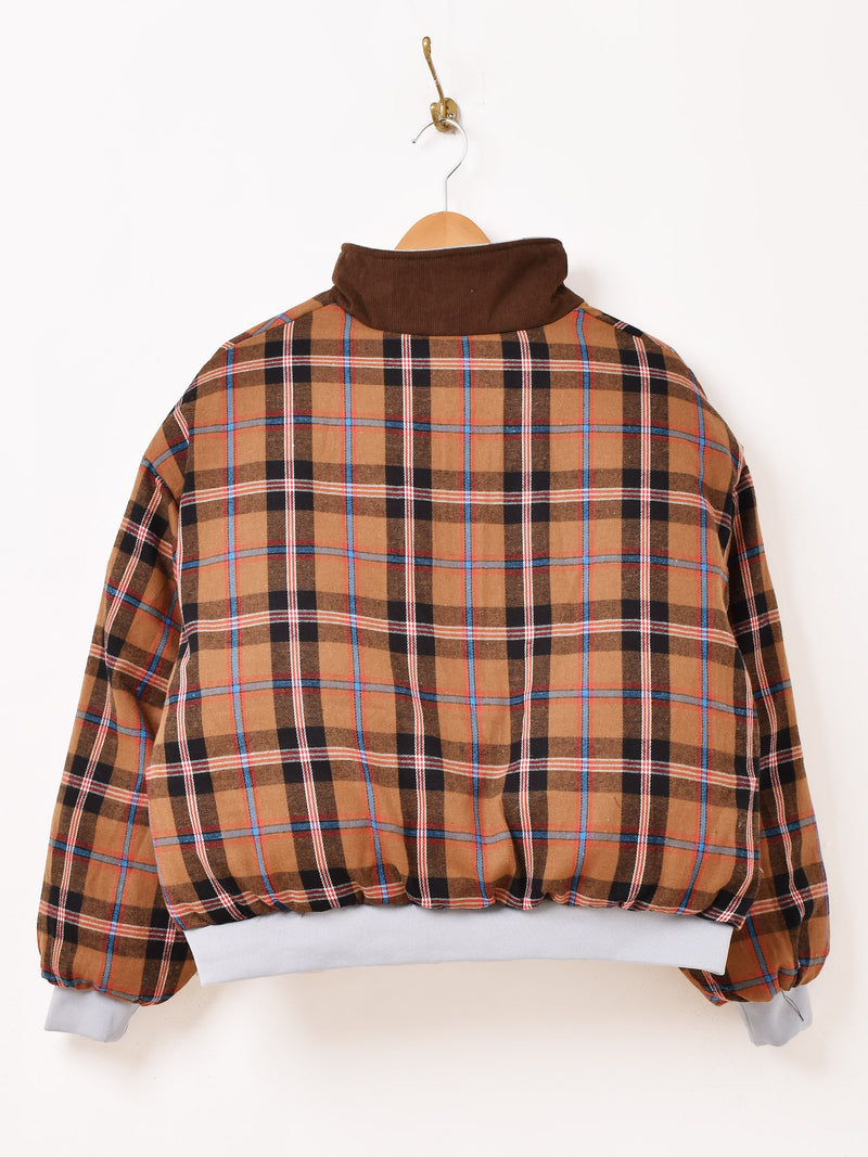 2色展開】Elcamino 無地× チェック柄 リバーシブル ブルゾン – 古着屋
