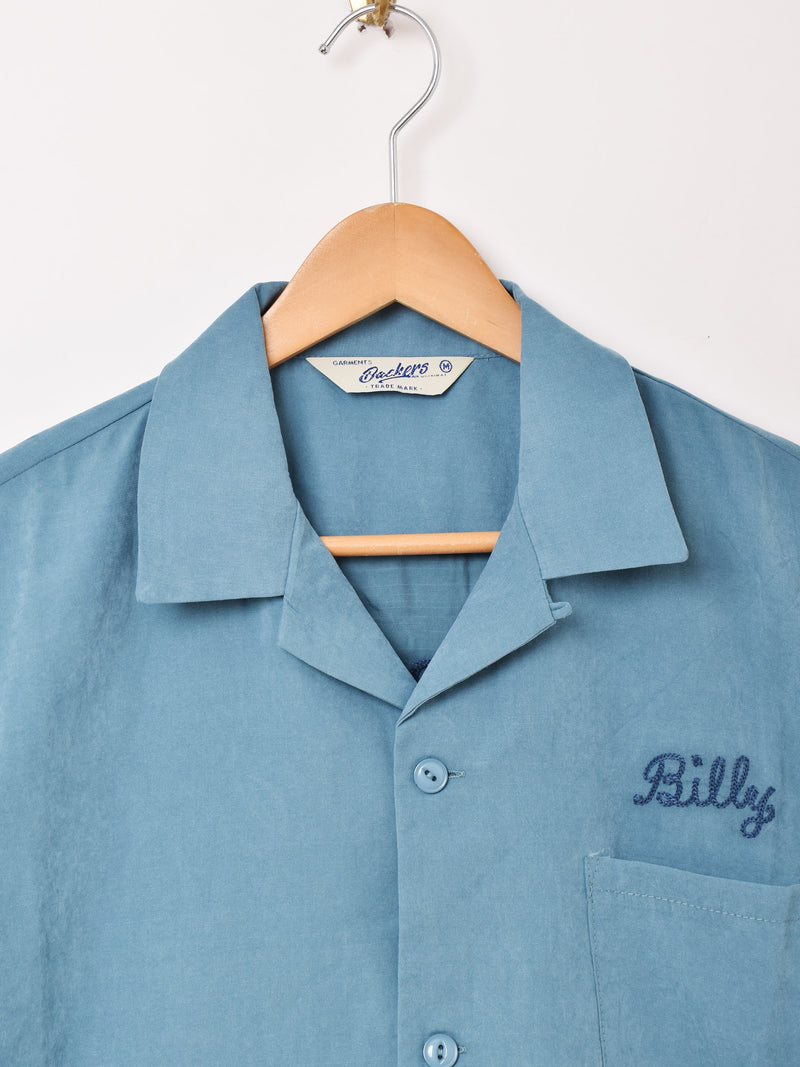 3色展開】Backers 刺繍 半袖 オープンカラーシャツ 「Moonlight Bowl