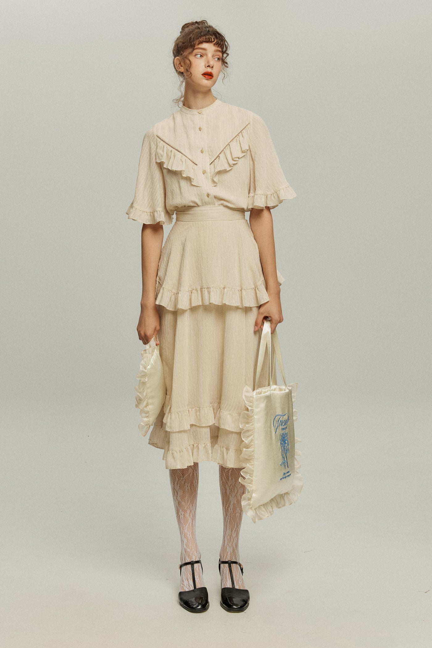 月の呪文を唱えて》レイヤードフリルスカート-Ivory – Tnewties