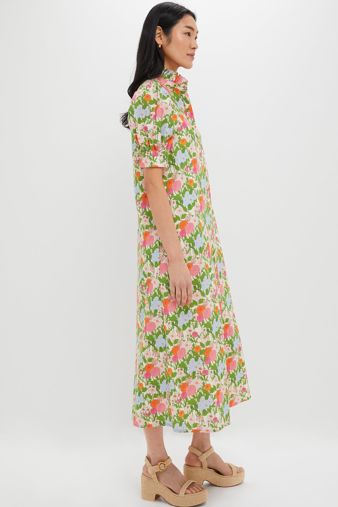 Multi Green Begonia Floral Louisa Maxi Dress | Hyacinth House