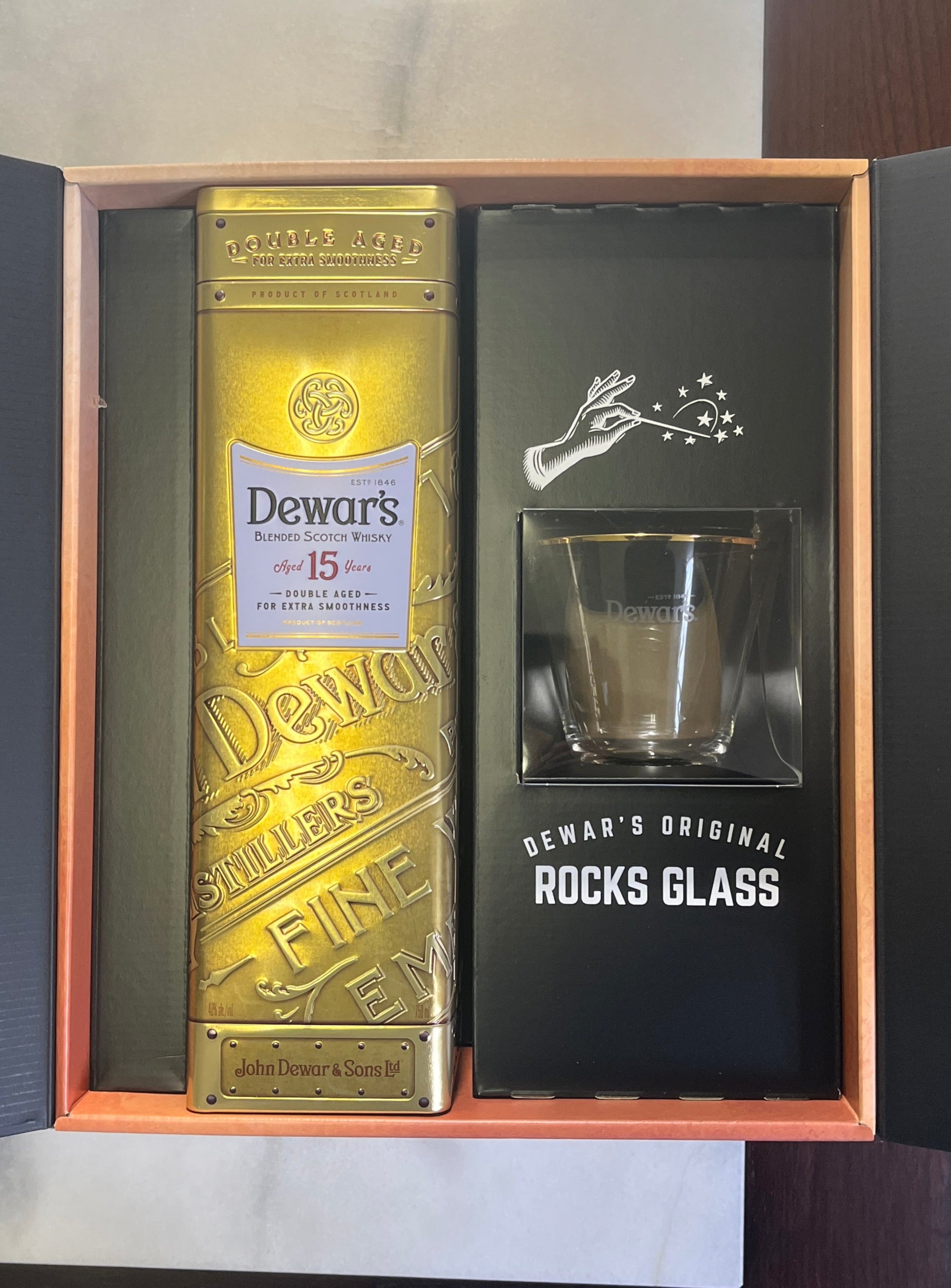 デュワーズ15年 オリジナルロックグラスセット 750ml【スコッチ