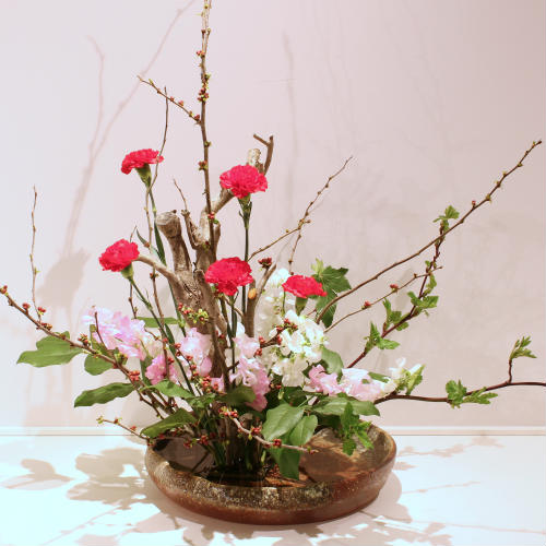 楽天市場】信楽焼 水盤 茶 窯変 曲げ 丸型 12号 生け花 花器 池坊 小原