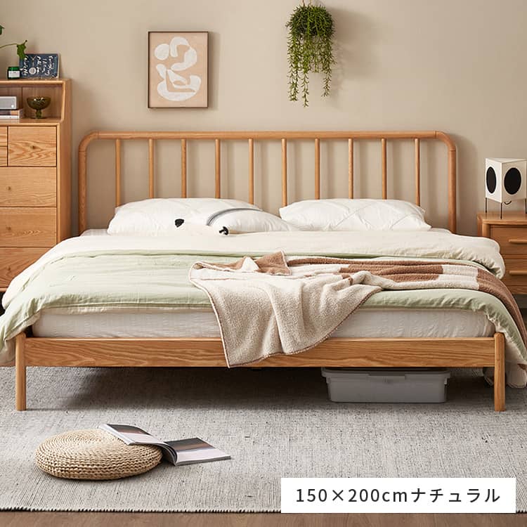 10日まで8500円】無垢材ベッド・オーク材・セミダブル 無垢材ベッド