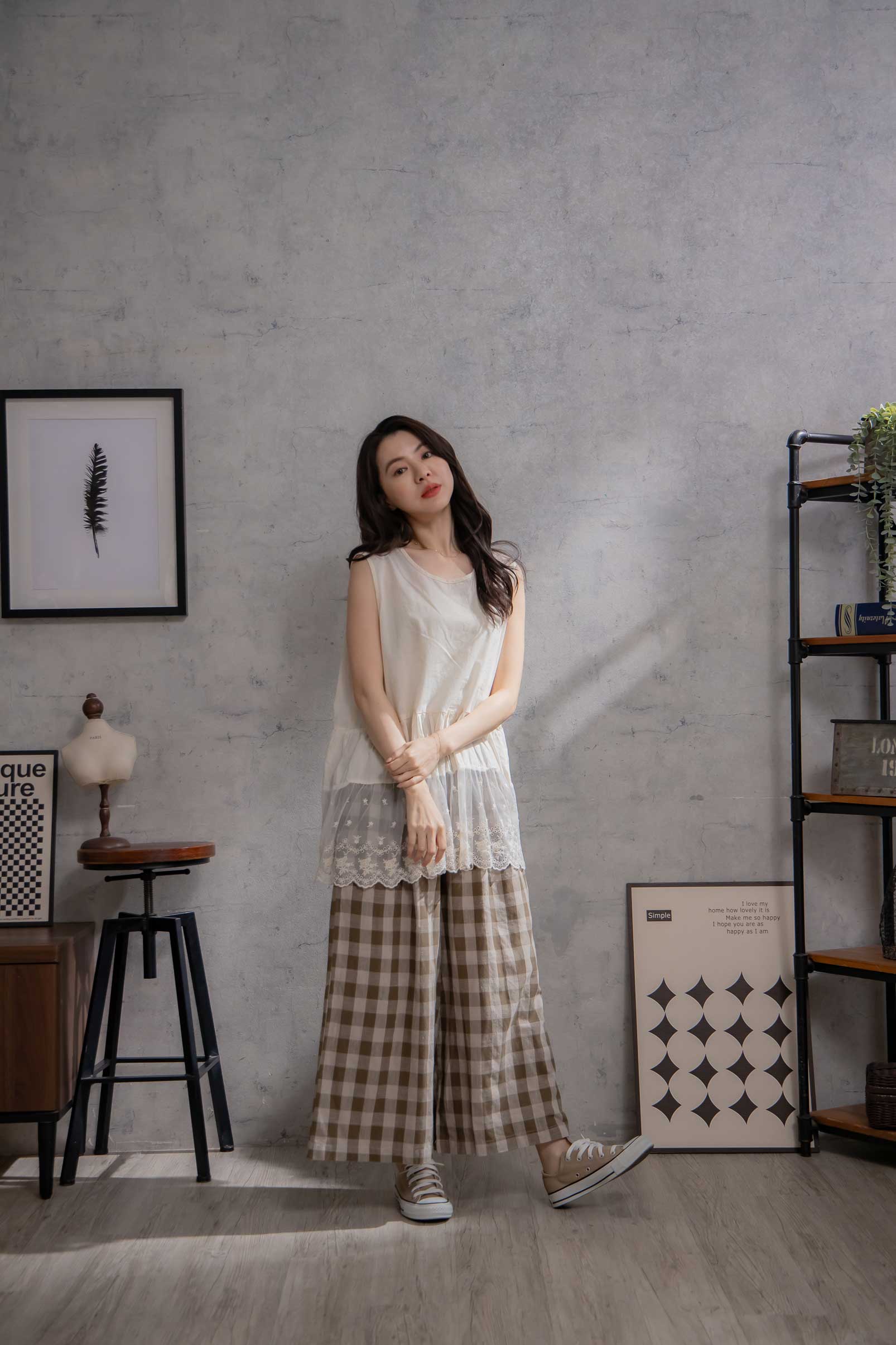 楽天市場】ギンガムチェックワイドパンツ「カジュアルなスタイルに