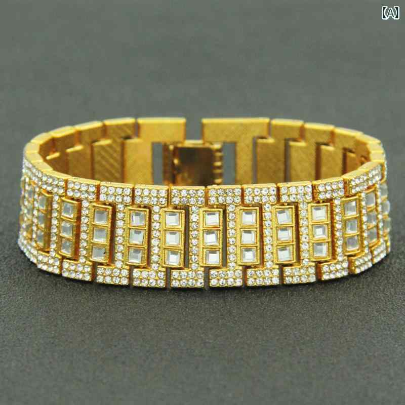 楽天市場】ブレスレット メンズ ヒップホップ パンク ジルコニア 幅広