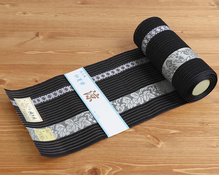 楽天市場】博多織 紗 夏帯 献上柄 蔦唐草(黒) 正絹 半幅帯 単衣帯 本場