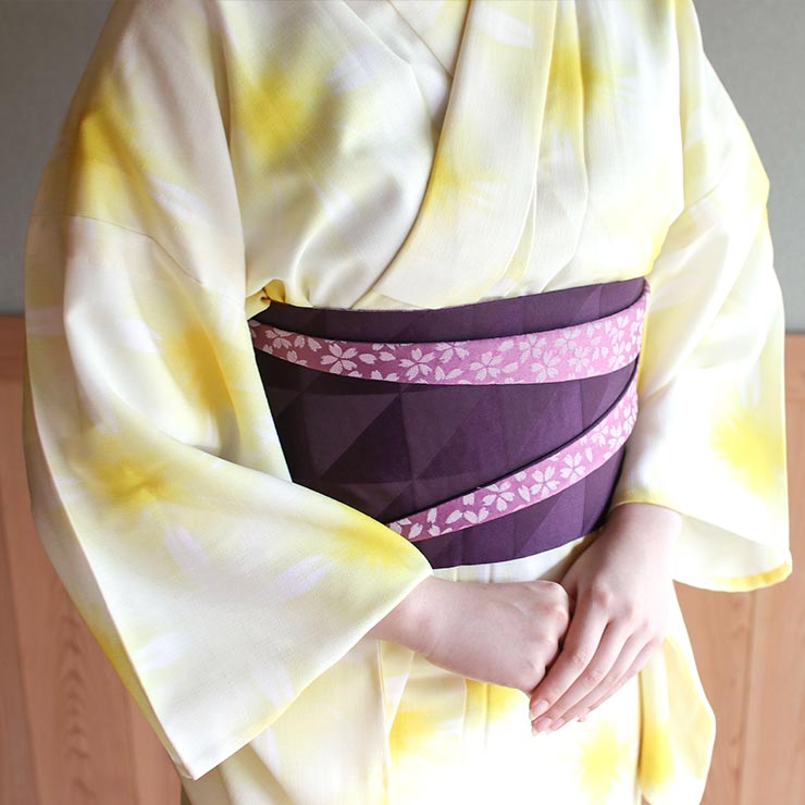 楽天市場】[再入荷!] 洗える 浴衣 雪花絞り 調（クリーム×黄）バチ衿