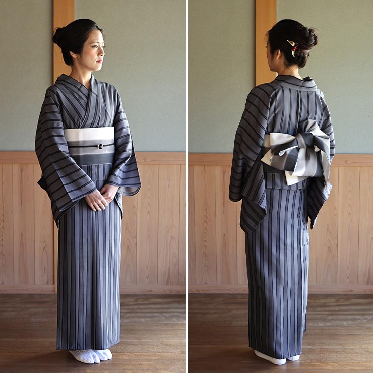 楽天市場】[ 洗える 浴衣 ] 三角縞（濃グレー/100-337-061-86）ゆかた