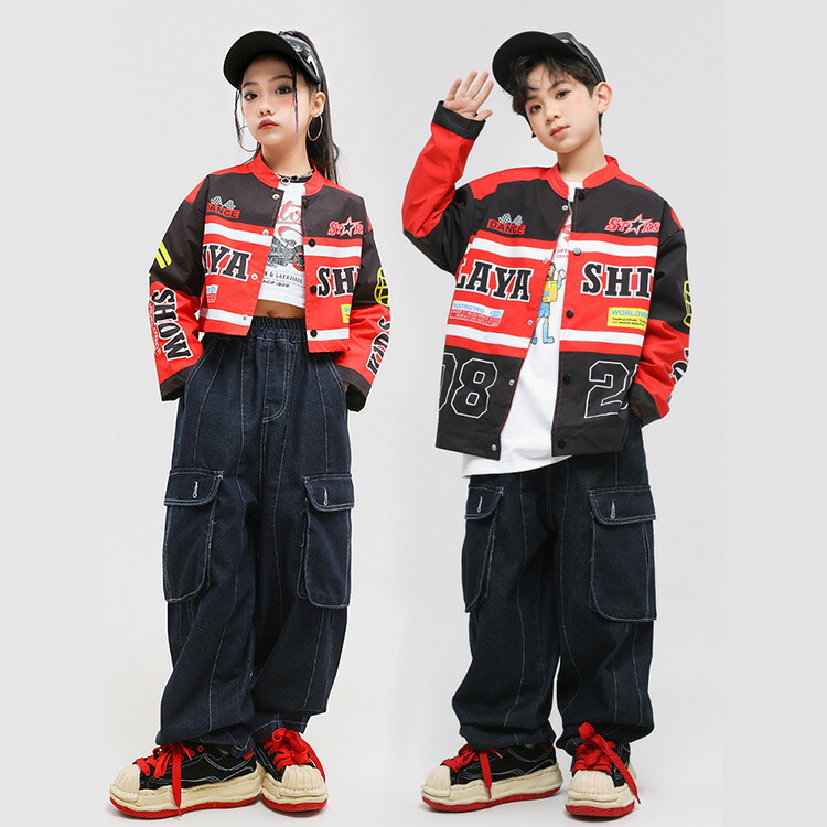 楽天市場】赤黒 レーシングスーツ キッズダンス衣装 セットアップ