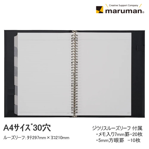 楽天市場】マルマン ルーズリーフ バインダー A4サイズ 30穴 ジウリス
