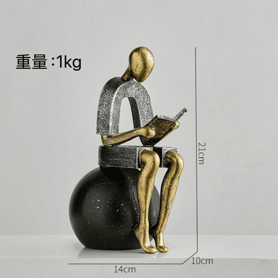 楽天市場】置物 オブジェ 人物 現代アート ミニマリスト読書 思索者