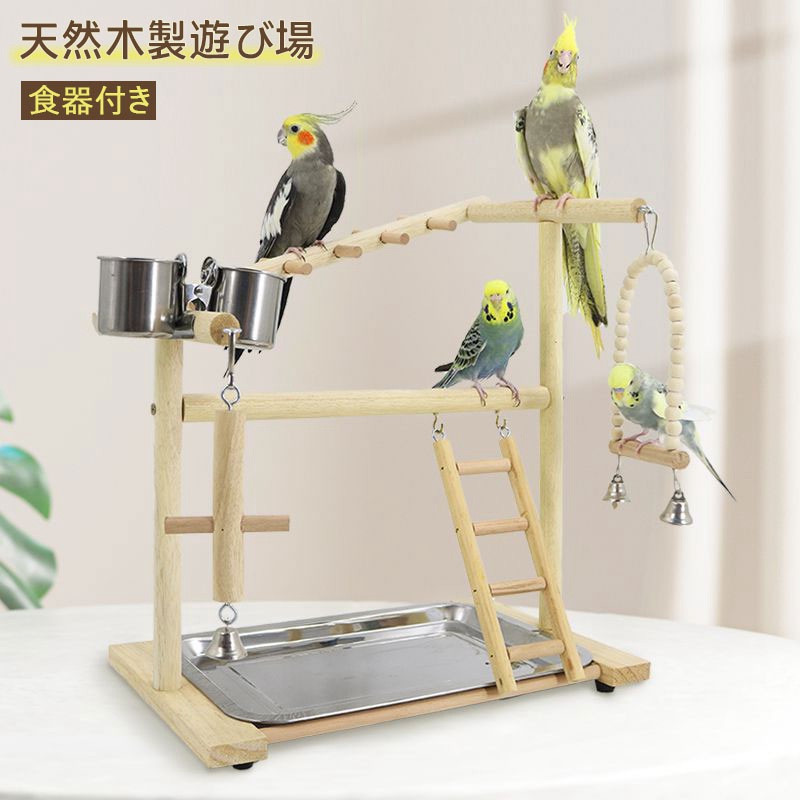 楽天市場】【動画あり】インコ 鳥の止まり木 遊び場 おもちゃ 二層