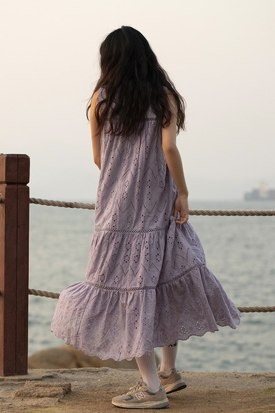 楽天市場】ノースリーブ ワンピース 紫 白 青 リゾートワンピース 韓国