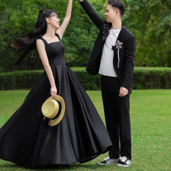 楽天市場】ウエディングドレス ウェディングドレス 黒 前撮りドレス