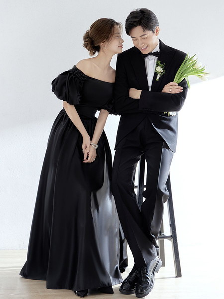 楽天市場】ウエディングドレス ウェディングドレス 黒 前撮りドレス