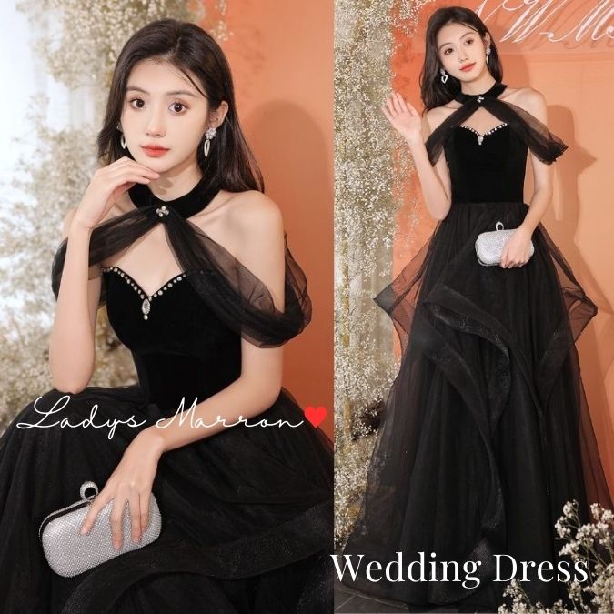 楽天市場】ウェディングドレス カラードレス 演奏会 黒ドレス 前撮り