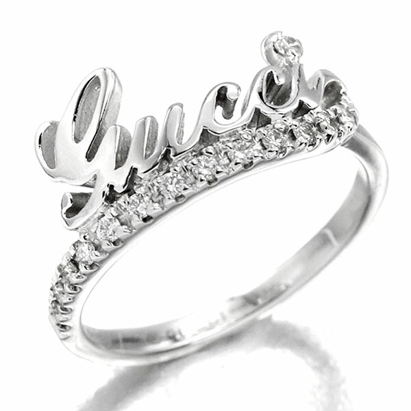 楽天市場】グッチ GUCCI ロゴ K18WG ダイヤモンド リング ＃8 ホワイト