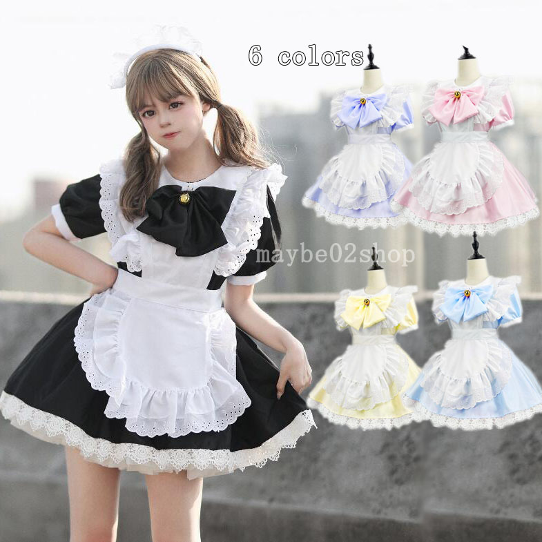 楽天市場】メイド服 半袖 カラフルドレス ミモレ丈ワンピース 萌え萌え