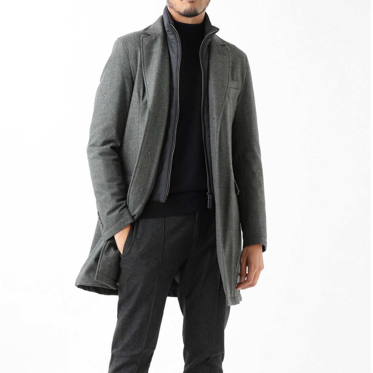 楽天市場】ヘルノ HERNO ライナー付き コート グレー メンズ 大きい