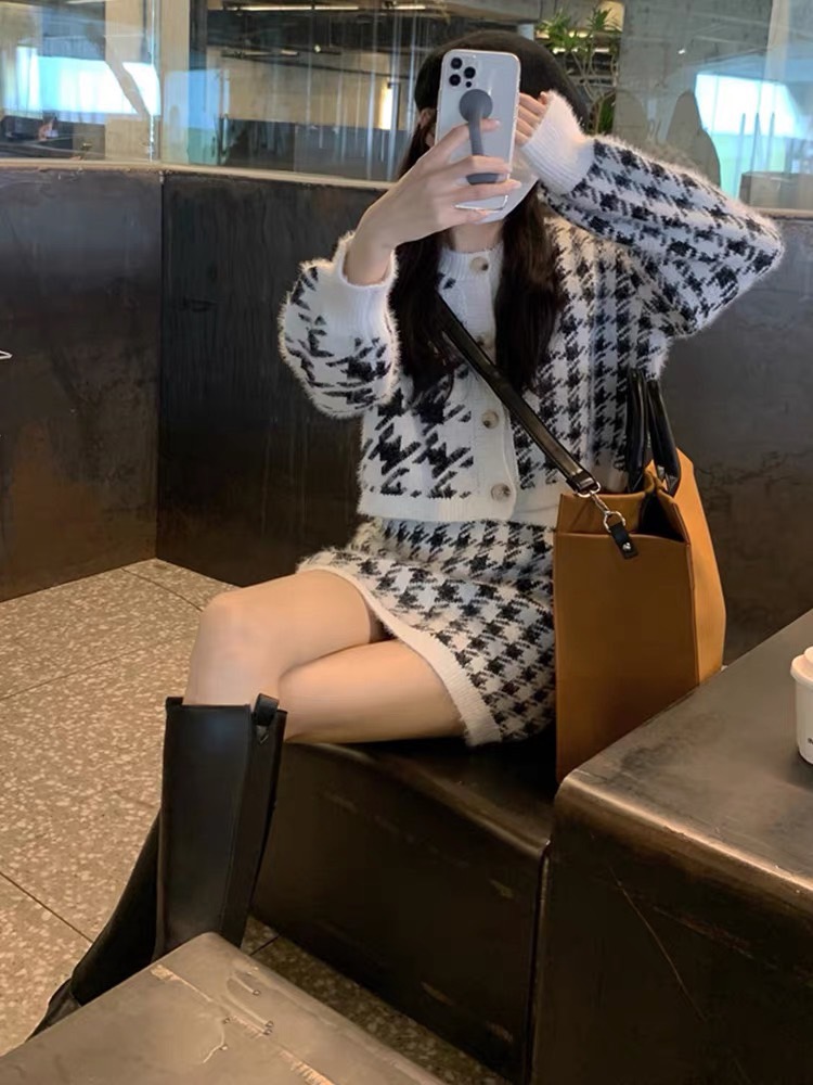 楽天市場】【セットアップ】チェック柄 カーディガン＋ミニスカート