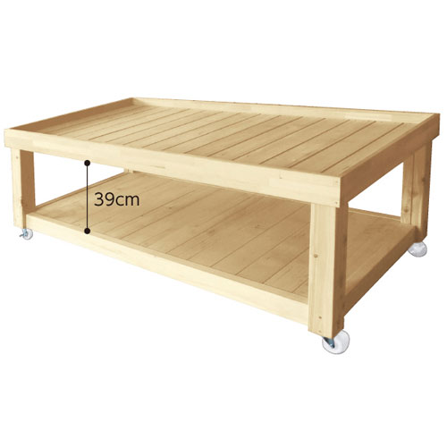 楽天市場】木製2段平台ワゴン 無塗装 W180cm 61-116-2-4 【 店舗什器