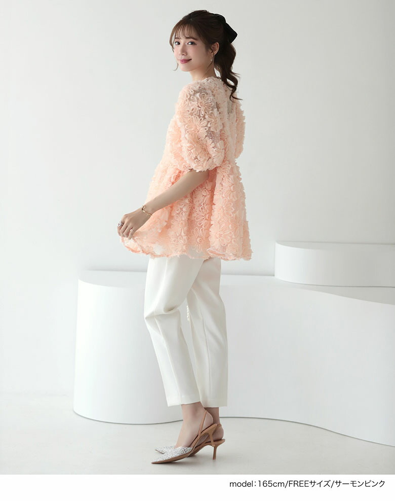 楽天市場】フラワードットシアーブラウス 花柄 シアー ドット パフ袖