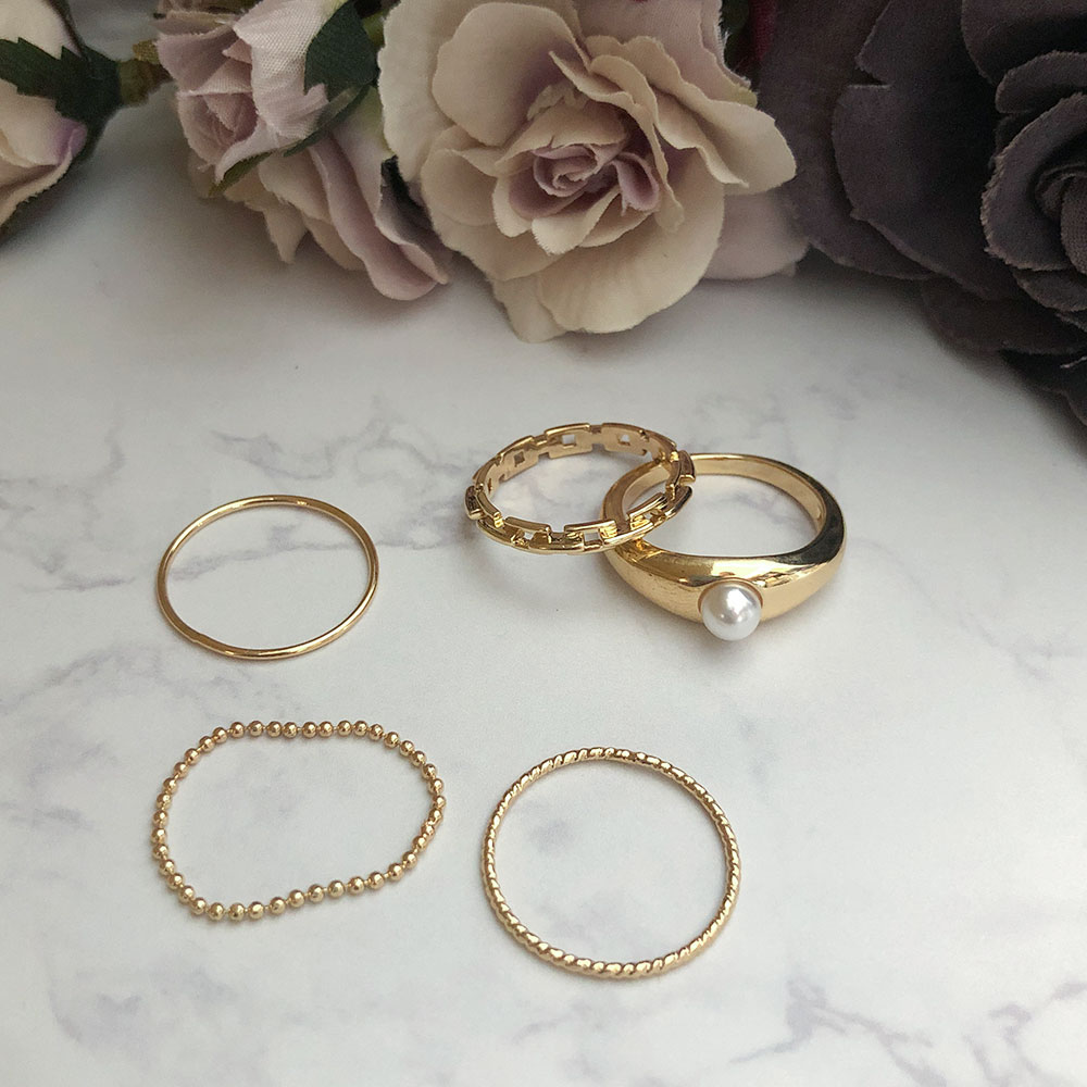 楽天市場】【メール便送料無料】5個セット ゴールドリングセット 指輪