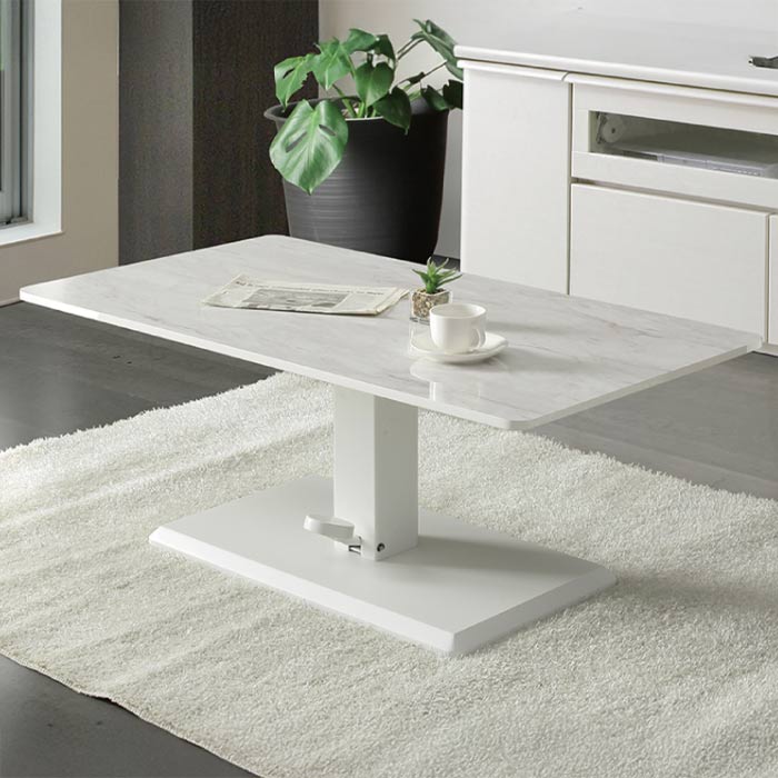 楽天市場】昇降式 ダイニングテーブル 幅110cm ホワイト メラミン