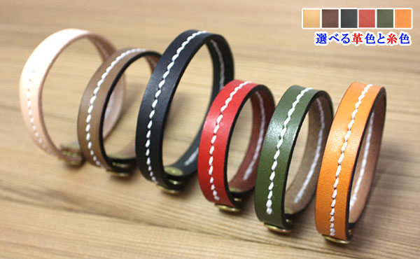 楽天市場】栃木レザー レザーブレスレット 真鍮 ボタン バングル