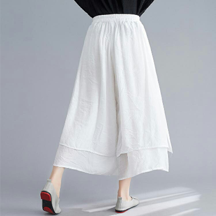 楽天市場】スカーチョ リネンパンツ ガウチョパンツ 綿麻 ワイドパンツ