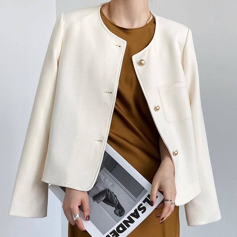 楽天市場】2color レディース アウター ジャケット ノーカラー