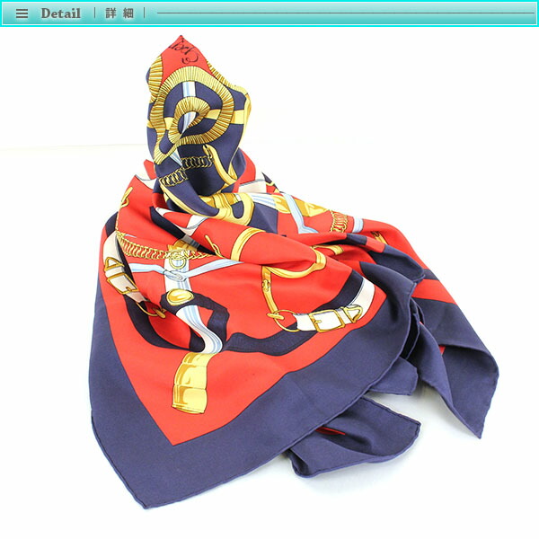 楽天市場】Hermes エルメス カレ 90 スカーフ レッド×ネイビー系 赤 紺