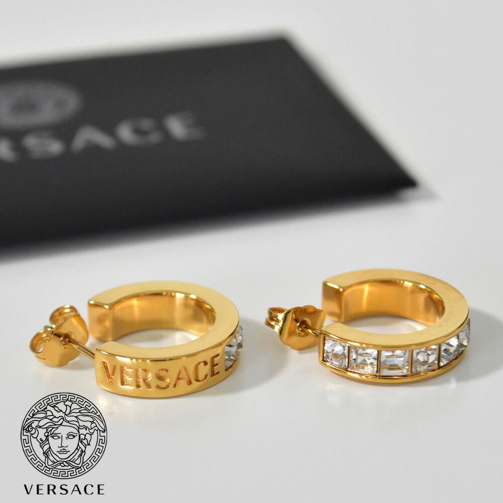 楽天市場】ヴェルサーチ ピアス ゴールド ロゴ クリスタル ビジュー