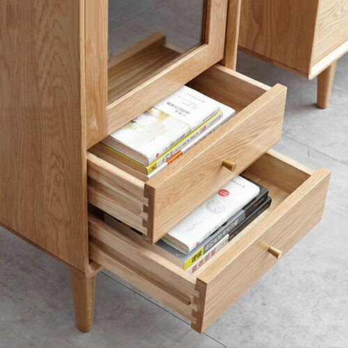 楽天市場】キャビネット 木製 ガラス扉 収納棚 高さ100/120cm 引き出し