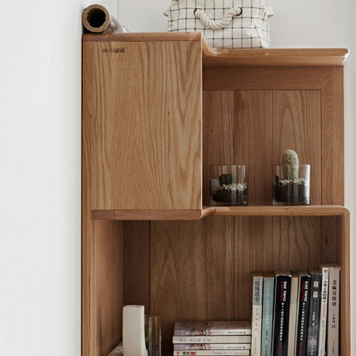 楽天市場】コーナー本棚 オーク材 無垢材 収納棚 5段 天然木 本棚