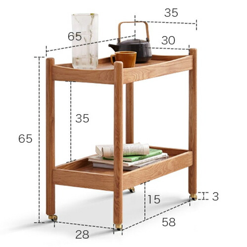 楽天市場】サイドテーブル オーク材 移動 キャスター付き 幅53cm 幅