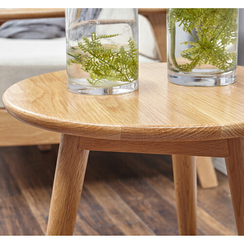 楽天市場】サイドテーブル 丸型 無垢材 オーク材 直径50cm 高さ50cm