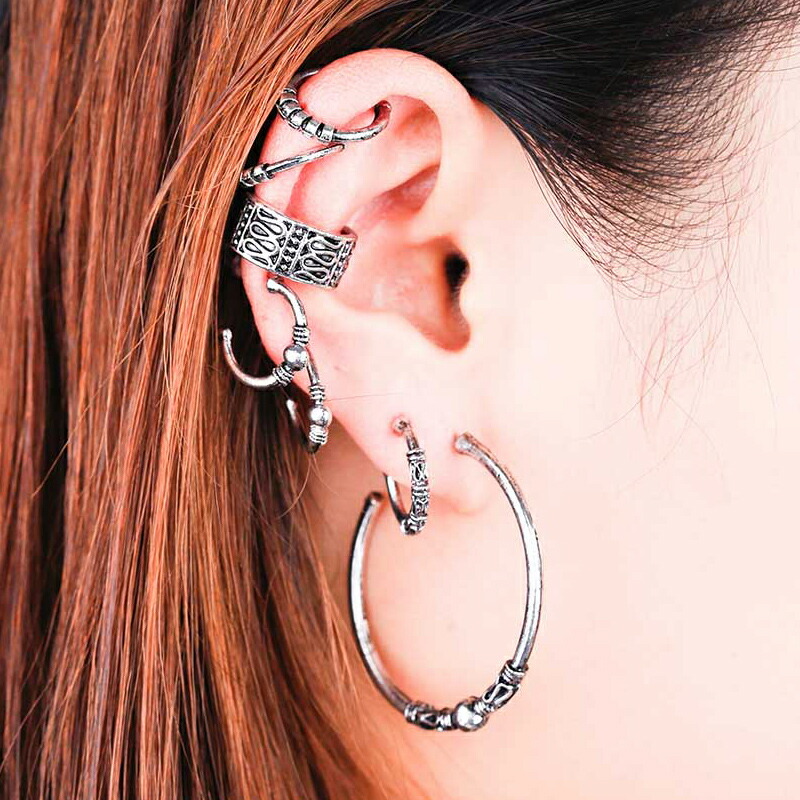 楽天市場】ボヘミアンイヤーカフ ピアス 7個セット インディアン