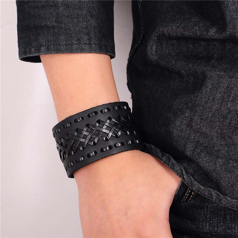 楽天市場】ブラックグラディエーターワイドハンドカフレザー