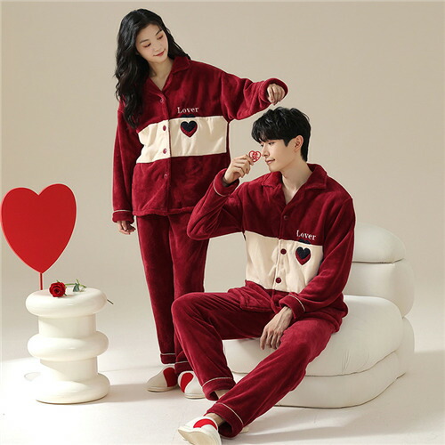 楽天市場】ペアパジャマ 冬 モコモコ 男女2着 セット カップル ペア