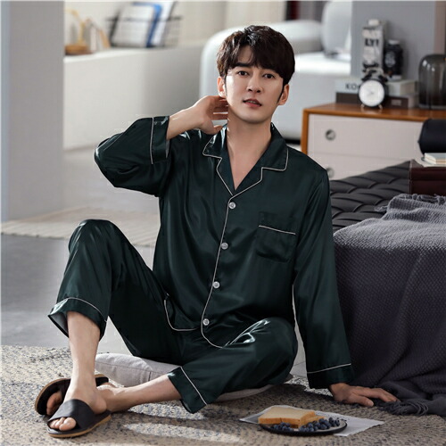 楽天市場】シルク パジャマ メンズ 長袖 前開き セットアップ 春秋 夏