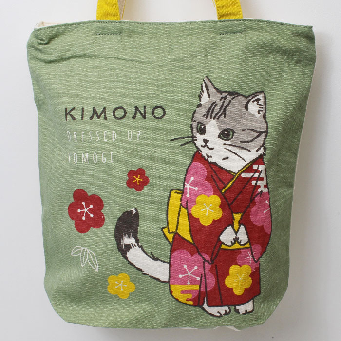 楽天市場】猫柄タテ型トートバッグ ネコ 天ファスナー キャンバス