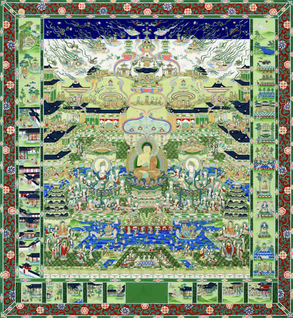 楽天市場】高級肉筆仏画 観経曼陀羅（當麻曼荼羅） 一点もの : 仏像