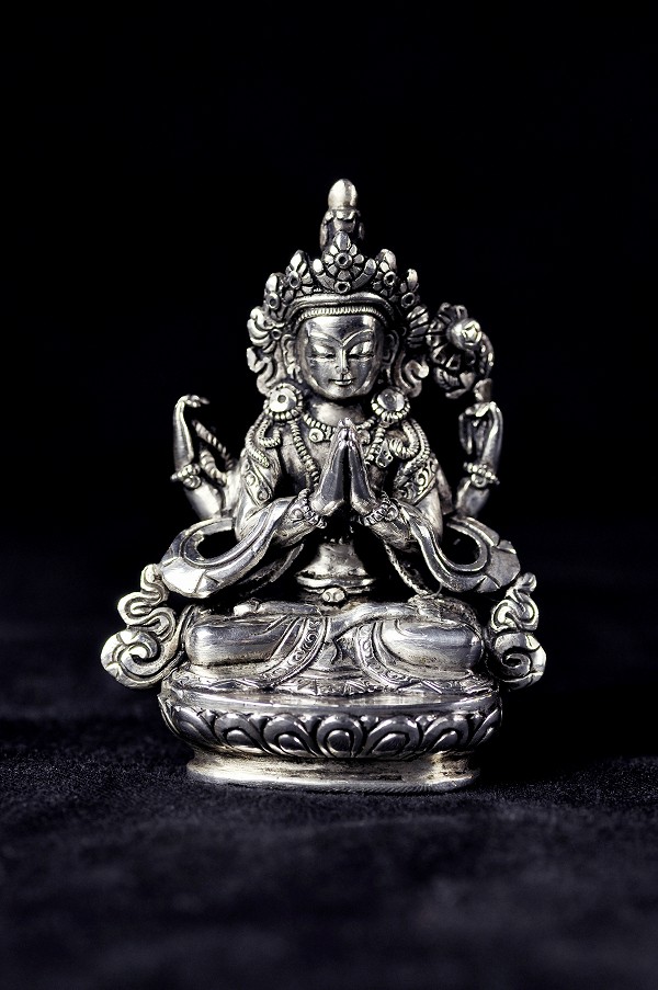 楽天市場】四臂観音 銀製彫金仕上げ : 仏像仏画チベット美術卸の天竺堂