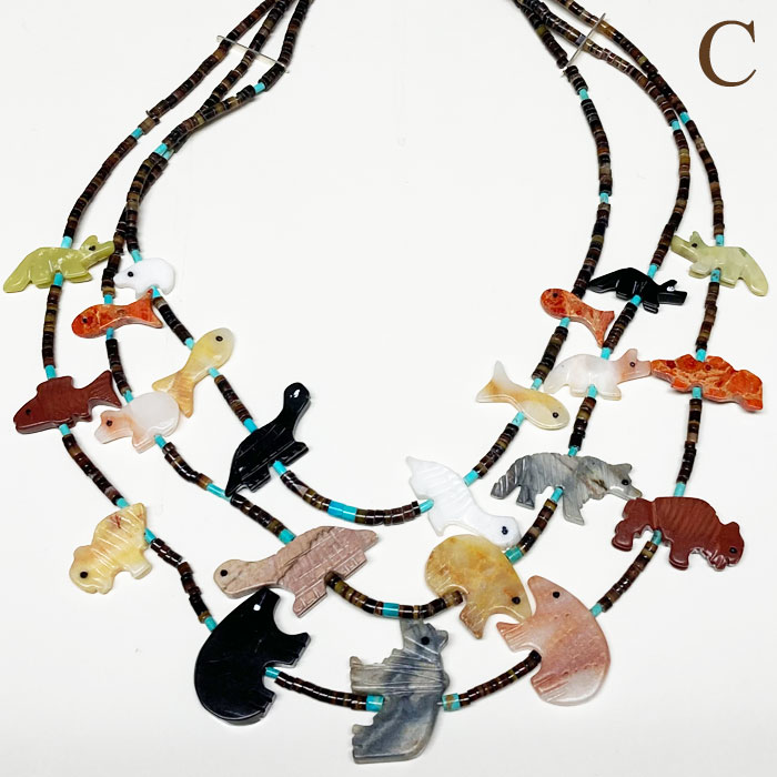 楽天市場】インディアンジュエリー ズニ族 3連 マルチストーン